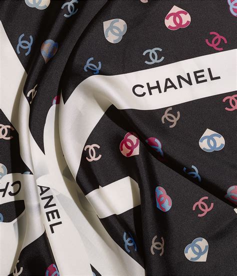 ecru and black chanel scarf|CHANEL.